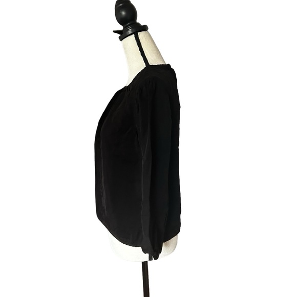 Stateside Sz Small Black Cupro Long Sleeve Top Gathered Neck Puff Sleeves - Picture 3 of 11